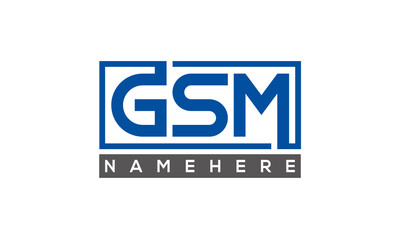 GSM Letters Logo With Rectangle Logo Vector	