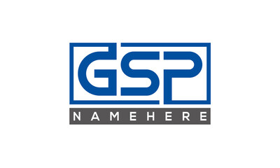 GSP Letters Logo With Rectangle Logo Vector	