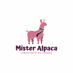 Obraz na płótnie Canvas Alpaca llama logo design template.