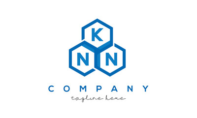 KNN letters design logo with three polygon hexagon logo vector template