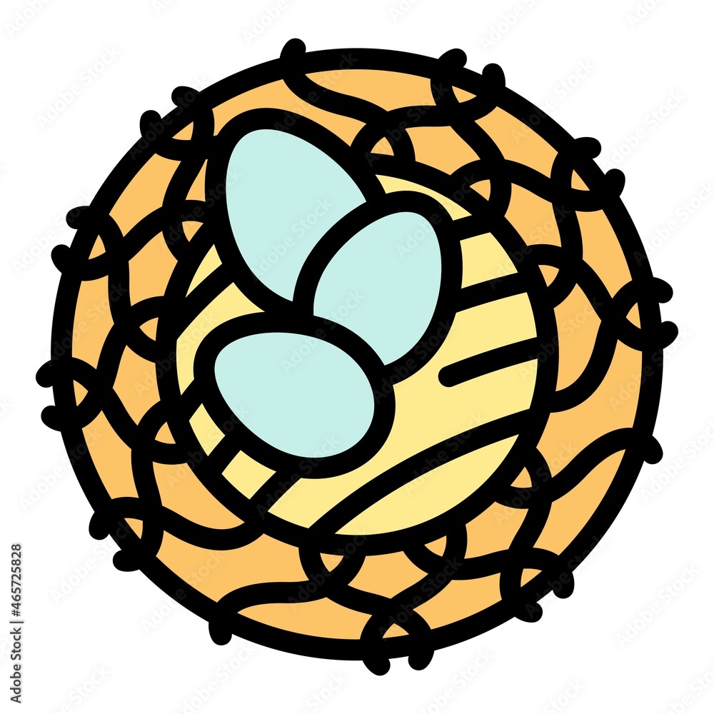 Poster quail nest eggs icon. outline quail nest eggs vector icon color flat isolated