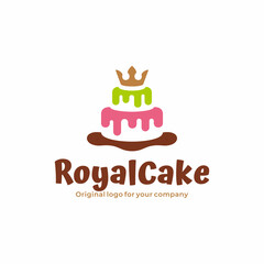 A unique cake logo with a colorful and crowned cake concept	A unique cake logo with a colorful and crowned cake concept.