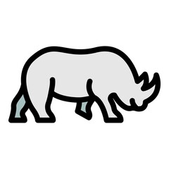 Rhinoceros icon. Outline rhinoceros vector icon color flat isolated