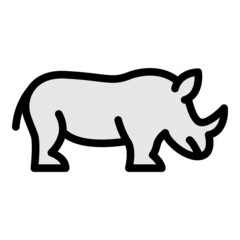 Endangered rhino icon. Outline endangered rhino vector icon color flat isolated