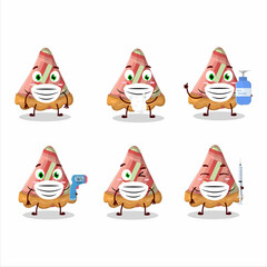 A picture of slice of rhubarb pie cartoon design style keep staying healthy during a pandemic