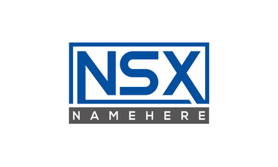 NSX Letters Logo With Rectangle Logo Vector	