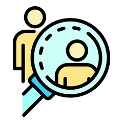 Search people sociology icon. Outline search people sociology vector icon color flat isolated