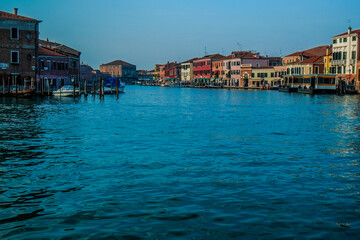 Fototapeta premium The entrance channel to the city of Murano in the Venetian lagoon