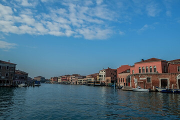 Fototapeta na wymiar The entrance channel to the city of Murano in the Venetian lagoon