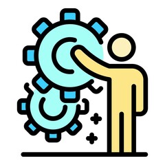 Sociology system icon. Outline sociology system vector icon color flat isolated