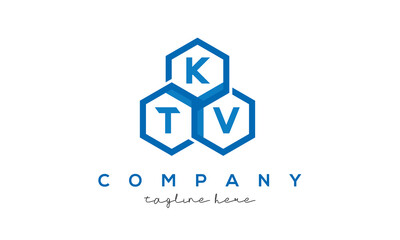 KTV letters design logo with three polygon hexagon logo vector template