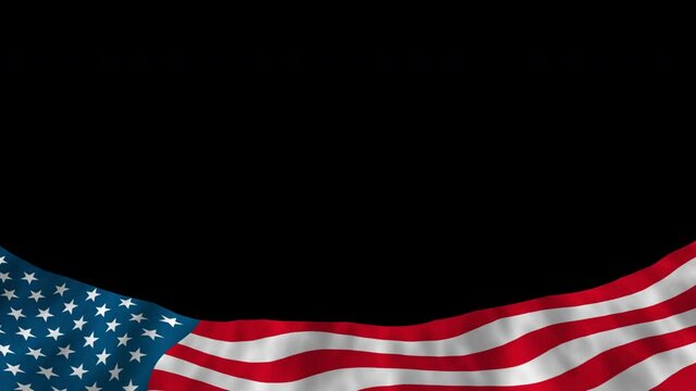 4K American Flag Waving on transparent background. 