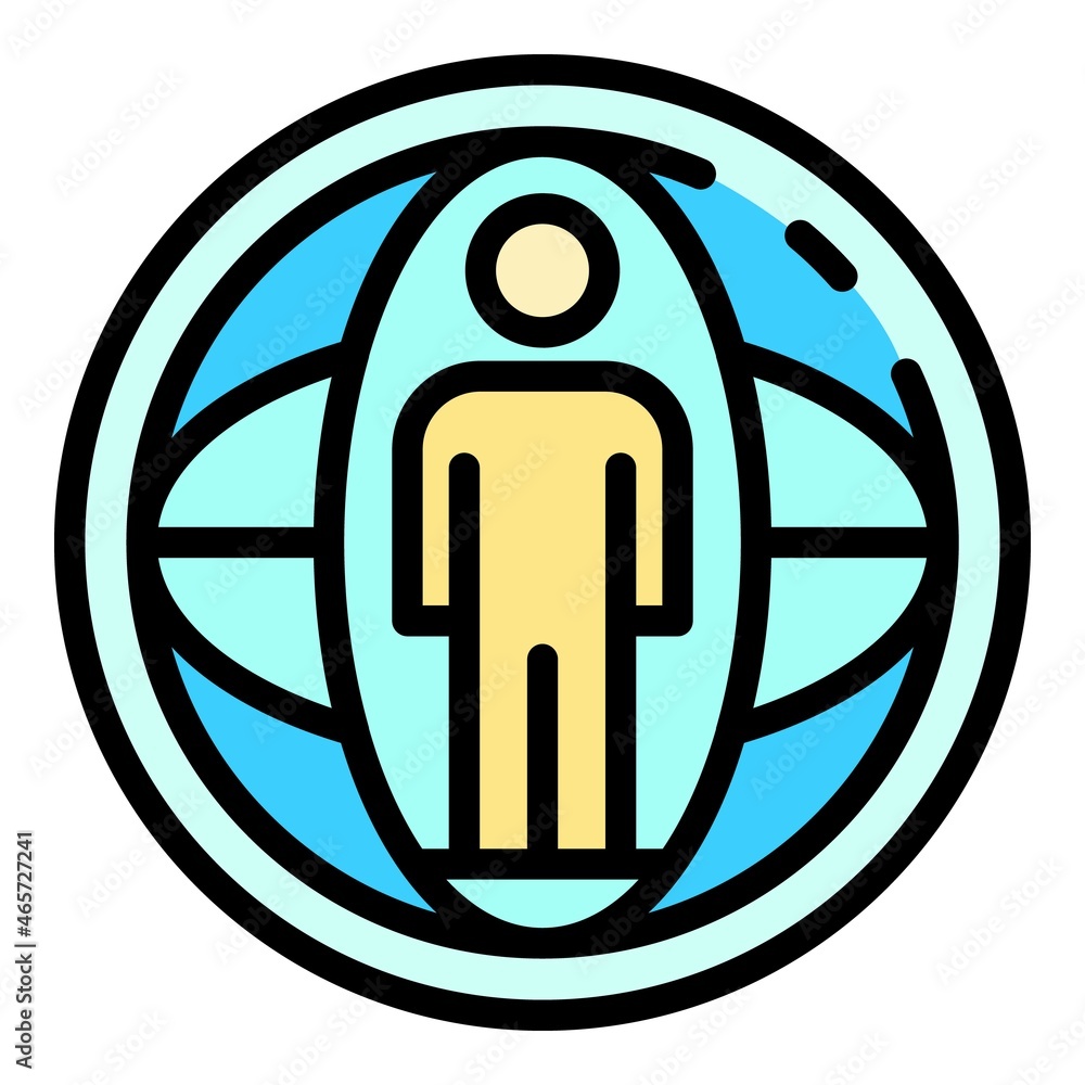 Poster global communication icon. outline global communication vector icon color flat isolated