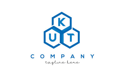 KUT letters design logo with three polygon hexagon logo vector template