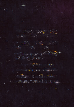 Musical score formed by stars in sky