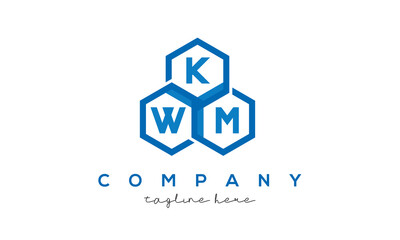 KWM letters design logo with three polygon hexagon logo vector template