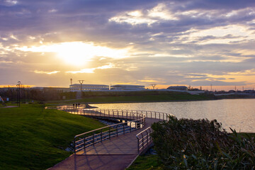A beautiful boulevard next to the Koroglu metro station. Baku. Azerbaijan.