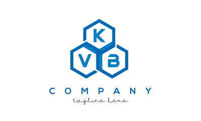 KVB letters design logo with three polygon hexagon logo vector template