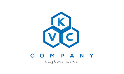 KVC letters design logo with three polygon hexagon logo vector template