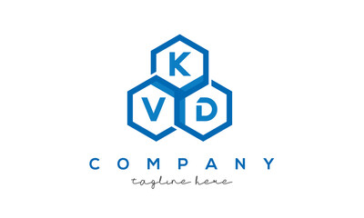 KVD letters design logo with three polygon hexagon logo vector template