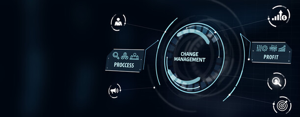 CHANGE MANAGEMENT, business concept. Business, Technology, Internet and network concept. 3d illustration