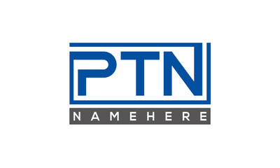 PTN Letters Logo With Rectangle Logo Vector	