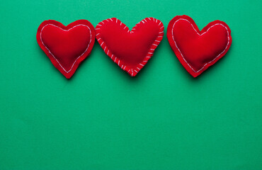 decoration holiday valentines day design green background top view
