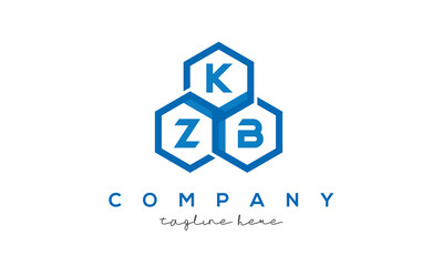 KZB letters design logo with three polygon hexagon logo vector  template
