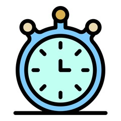 Stopwatch icon. Outline stopwatch vector icon color flat isolated