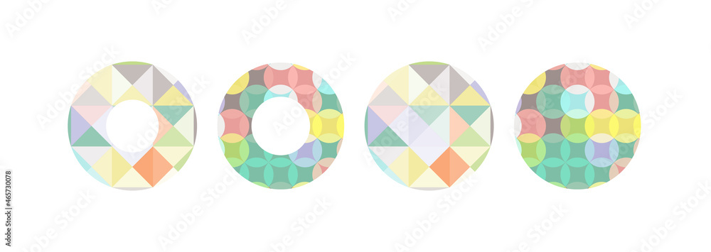 Poster Round logo with triangular mosaic texture, vector logotype.