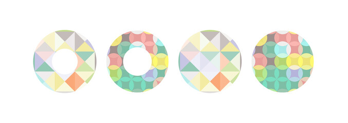 Round logo with triangular mosaic texture, vector logotype.