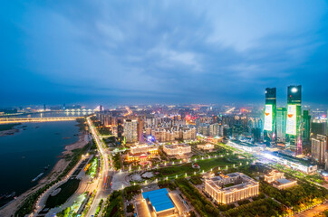 Fototapeta na wymiar Modern city night view, Shanghai, China