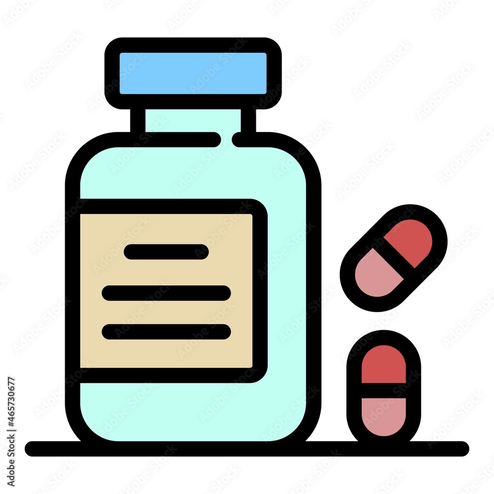 Poster nutritional supplements icon. outline nutritional supplements vector icon color flat isolated