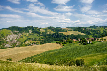 Fototapeta na wymiar Rural landscape along the road from Sassuolo to Serramazzoni, Emilia-Romagna.