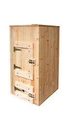 A homemade smoker cabinet made of wood