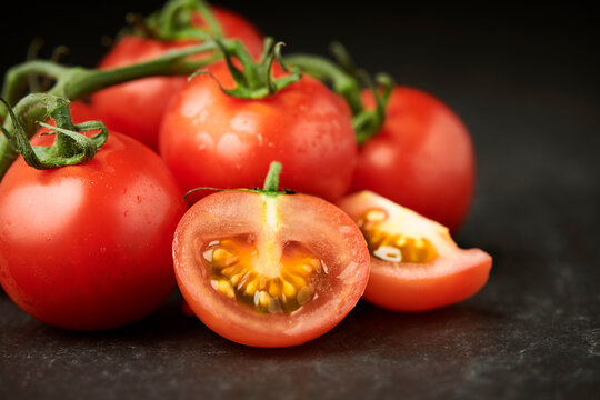 Closeup background picture of tomatoes 