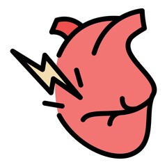 Heart attack icon. Outline heart attack vector icon color flat isolated