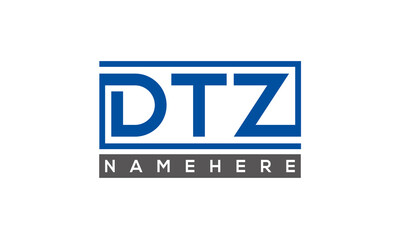 DTZ Letters Logo With Rectangle Logo Vector	