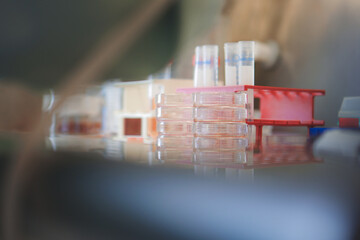 scientist working on human cell culture and tissue engineering in biosafety laboratory