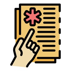 Medical history card icon. Outline medical history card vector icon color flat isolated