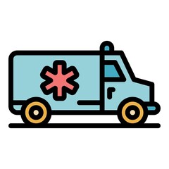 Ambulance icon. Outline ambulance vector icon color flat isolated