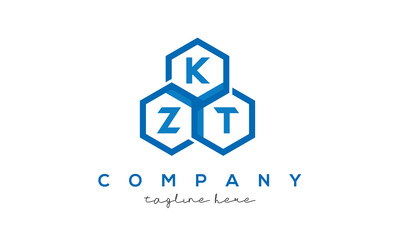 KZT letters design logo with three polygon hexagon logo vector  template