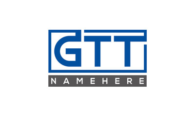 GTT Letters Logo With Rectangle Logo Vector	