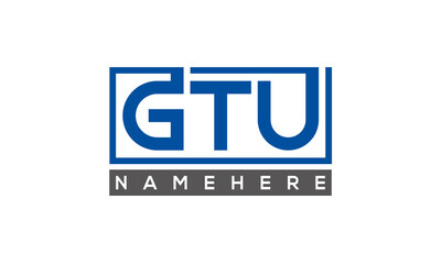 GTU Letters Logo With Rectangle Logo Vector	