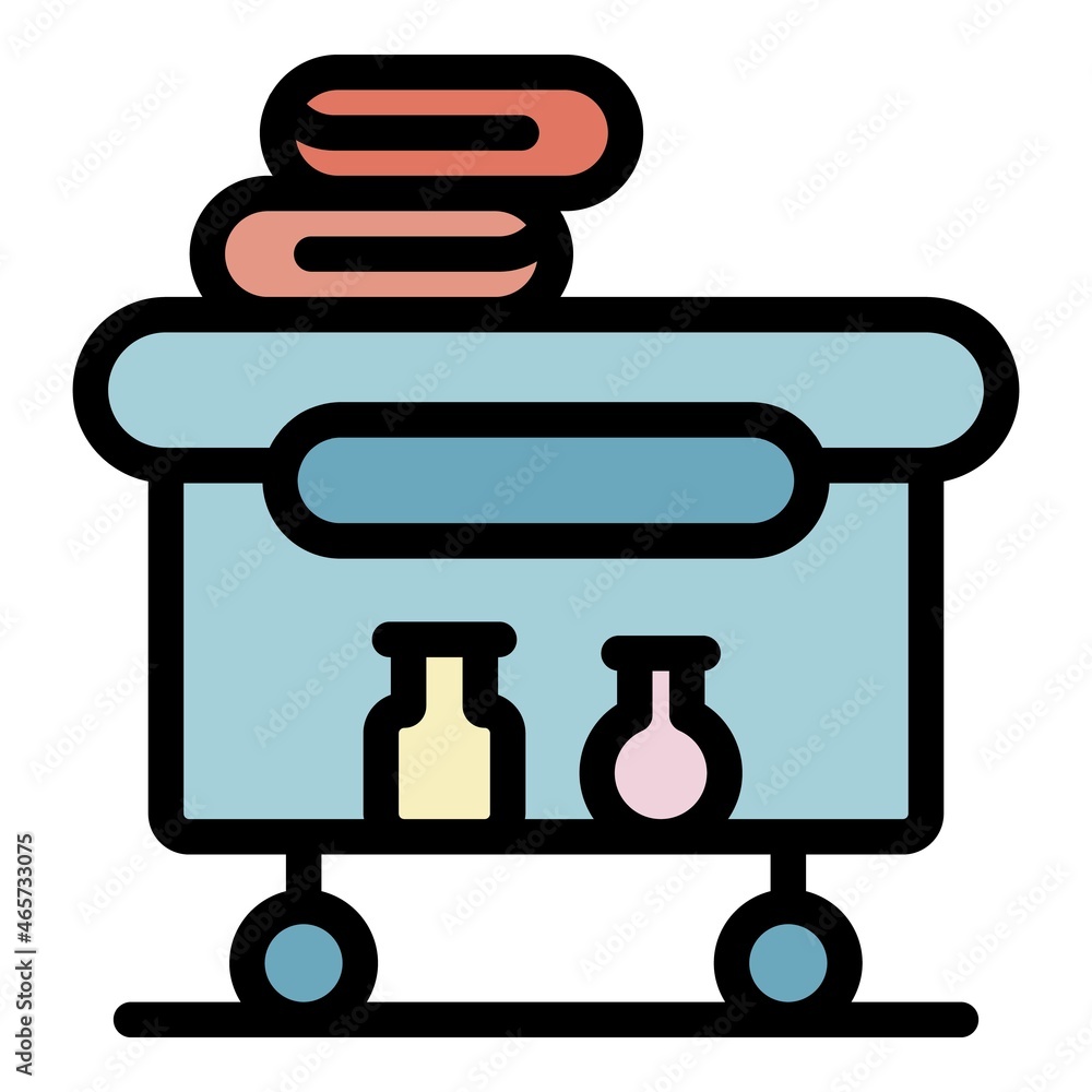 Aufkleber towels at the spa table icon. outline towels at the spa table vector icon color flat isolated