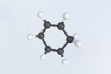 1,4-cyclohexadiene molecule. Isolated molecular model. 3D rendering
