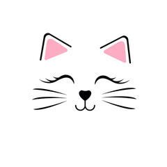 Cat Face icon vector. Kitten Face illustration. Cat whiskers symbol or logo.