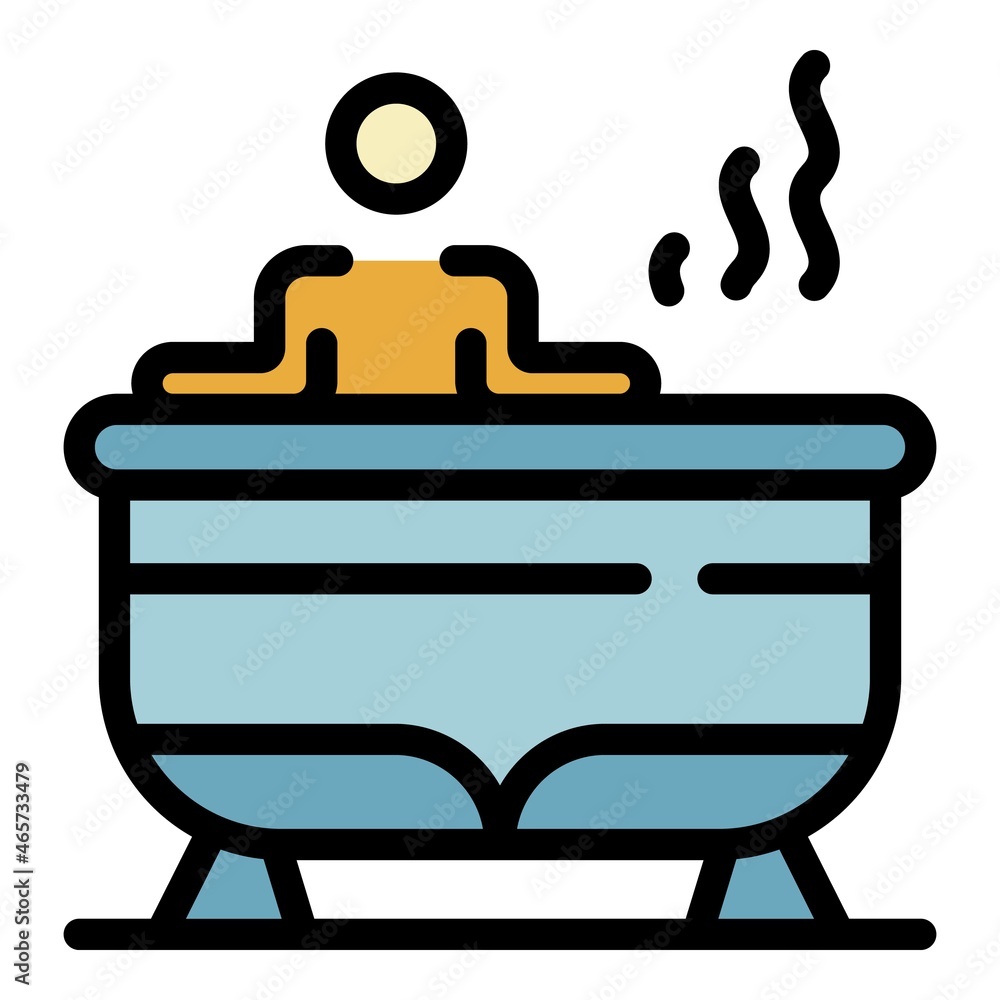 Poster man in the jacuzzi icon. outline man in the jacuzzi vector icon color flat isolated