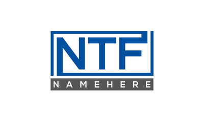 NTF Letters Logo With Rectangle Logo Vector	