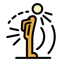 Pain in the back and head icon. Outline pain in the back and head vector icon color flat isolated